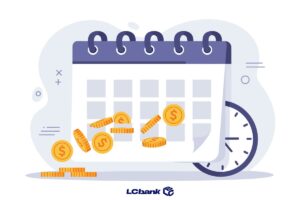 Ilustração com calendário, relógio e dinheiro, em referência ao cronograma de pagamento de RPVs do TRF3.