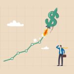 Ilustração de um gráfico subindo o valor